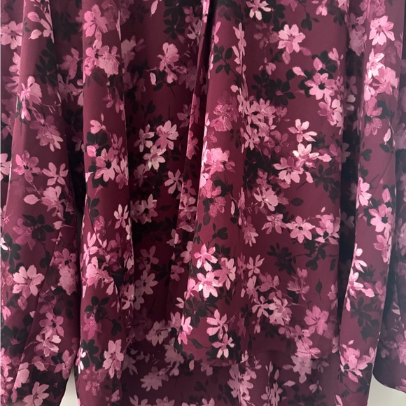 Anne Klein Dark Red Floral Blouse - Picture 7 of 11